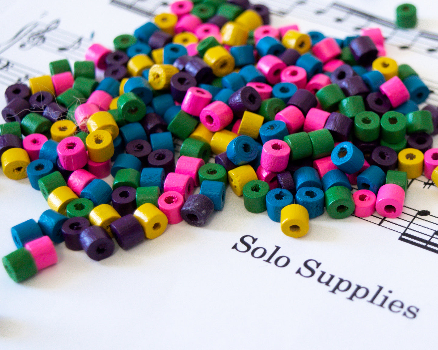4x5mm Colorful Wooden Beads, Tube Shape