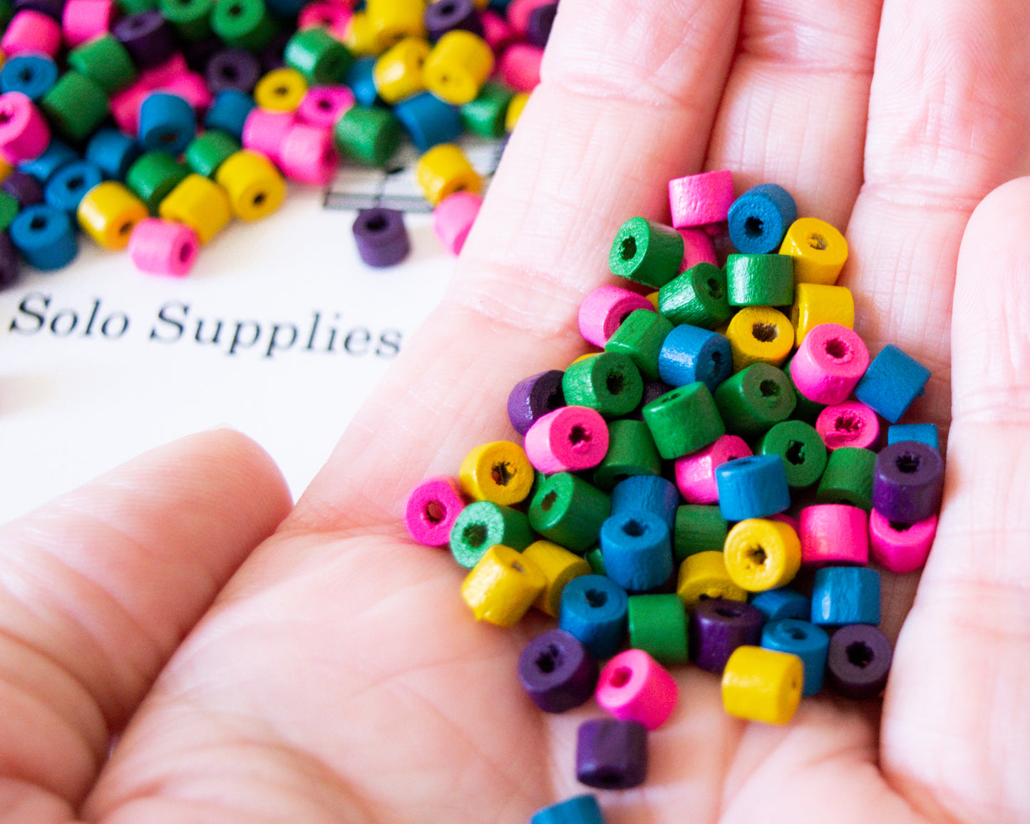 4x5mm Colorful Wooden Beads, Tube Shape