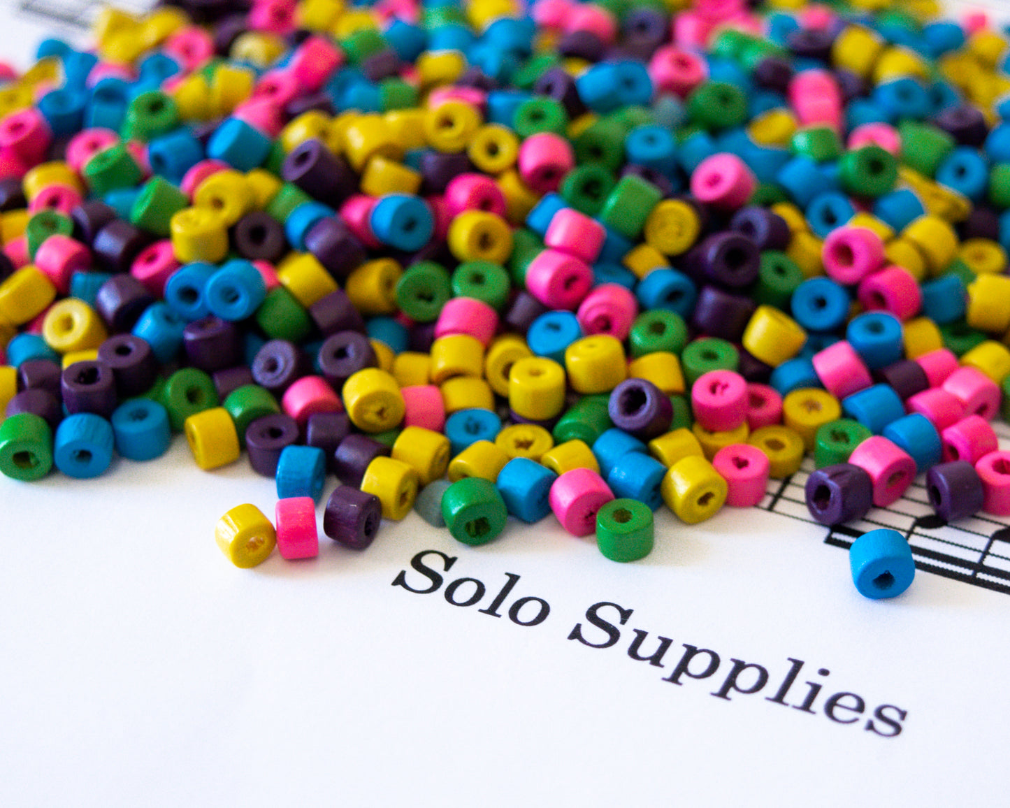 3x4mm Colorful Wooden Beads, Tube Shape