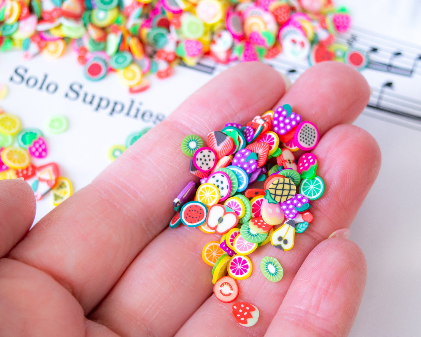 Fruity Mix Polymer Clay Slices for Nail Art, Crafts, Etc