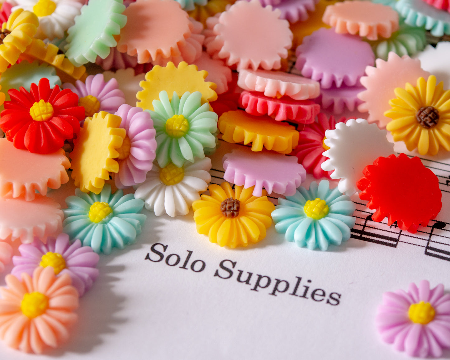 16mm Daisy Cabochons in Colorful Resin