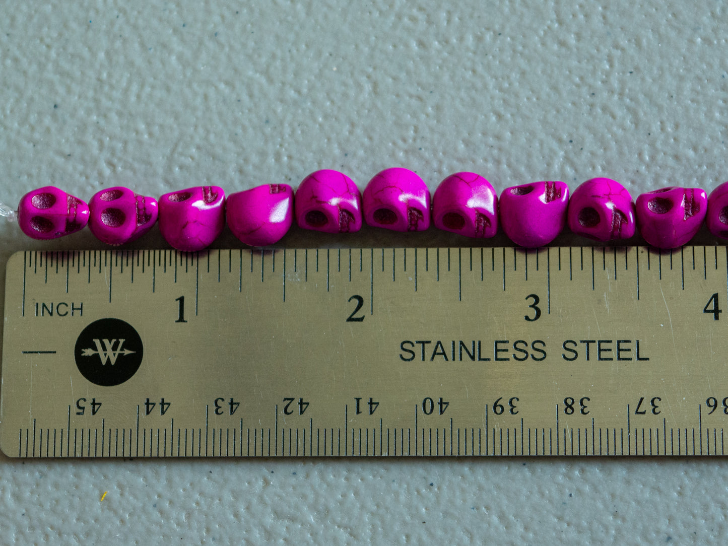 10mm Skull Beads in Purple Color Faux Howlite, Fun Lightweight Halloween Skeleton Beads 15" Strand