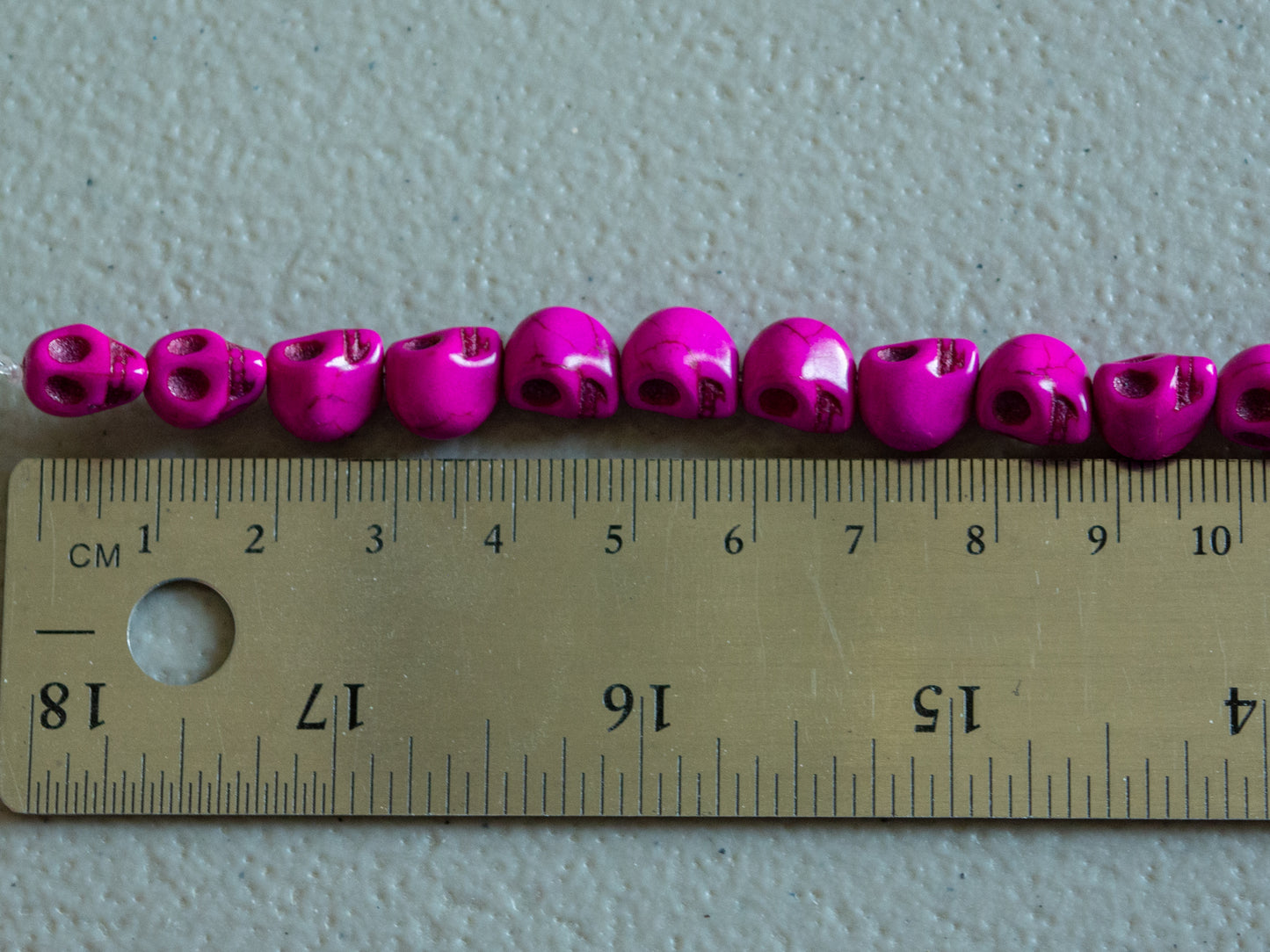 10mm Skull Beads in Purple Color Faux Howlite, Fun Lightweight Halloween Skeleton Beads 15" Strand