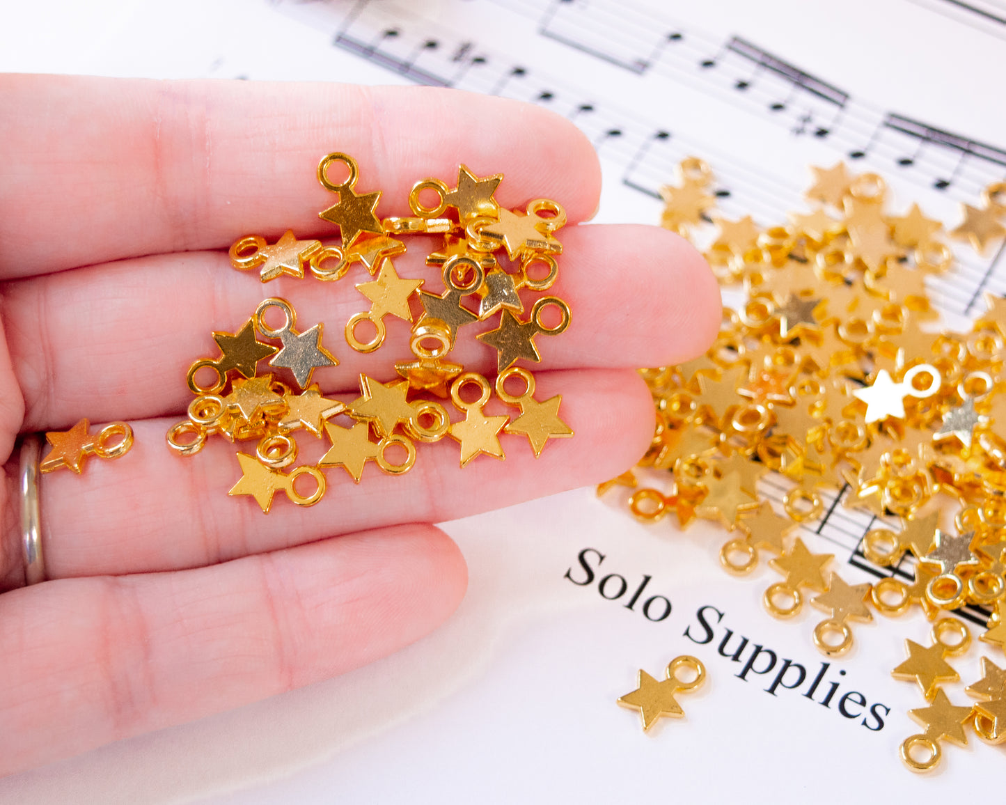 Tiny 10mm Star Charms in Gold Color