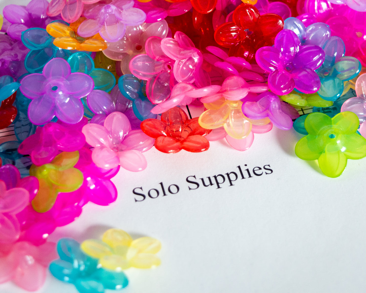6.5x21mm Colorful Flower Beads, Shiny Finish