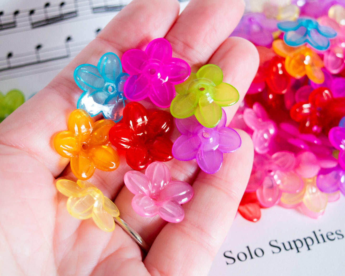 6.5x21mm Colorful Flower Beads, Shiny Finish