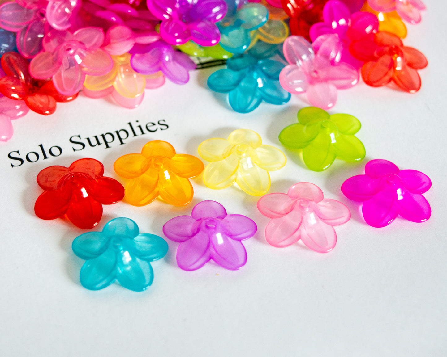 6.5x21mm Colorful Flower Beads, Shiny Finish