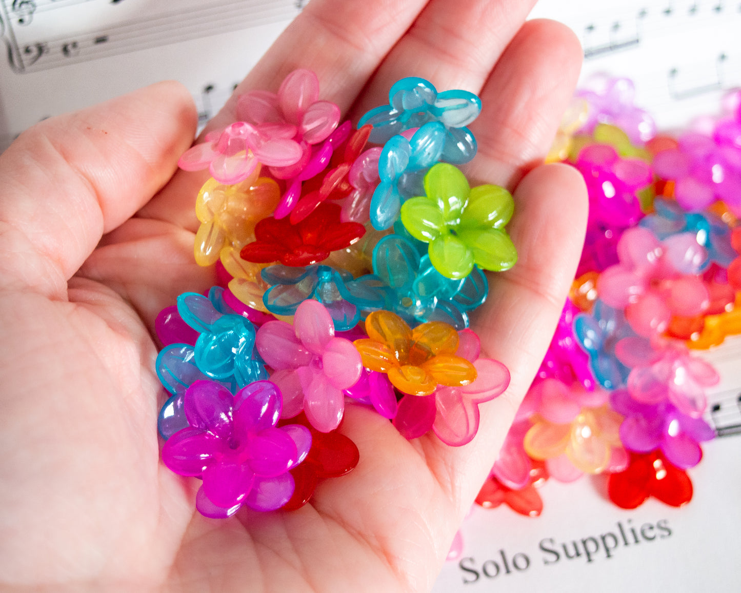 6.5x21mm Colorful Flower Beads, Shiny Finish