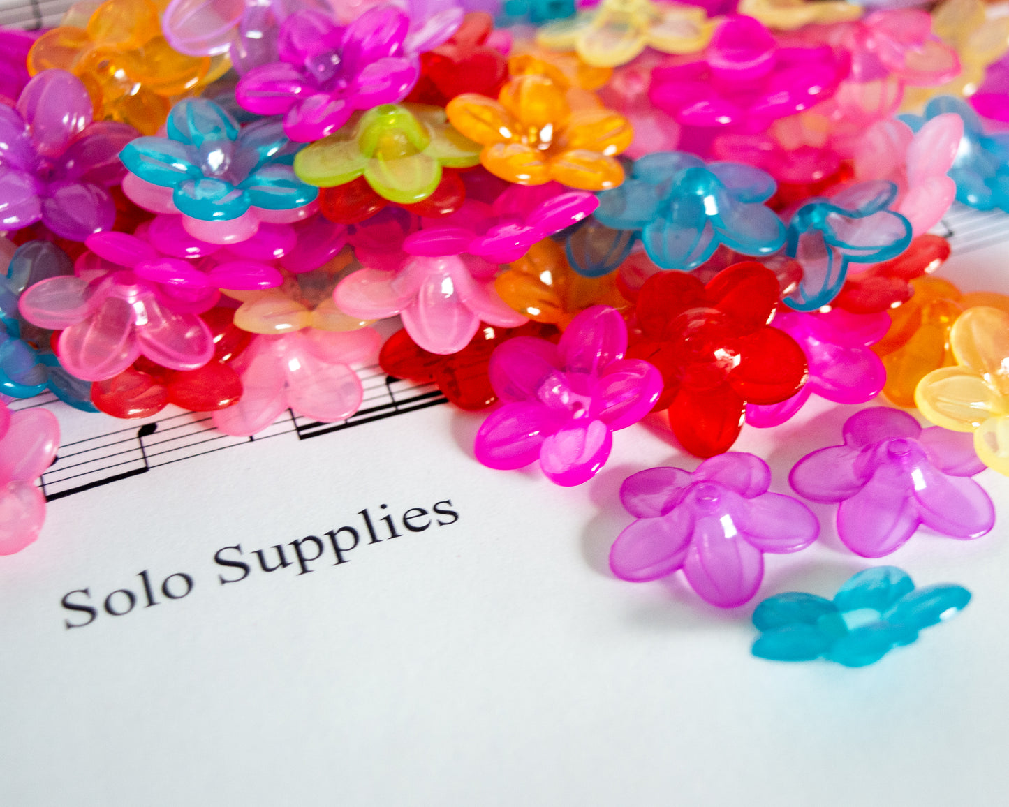6.5x21mm Colorful Flower Beads, Shiny Finish