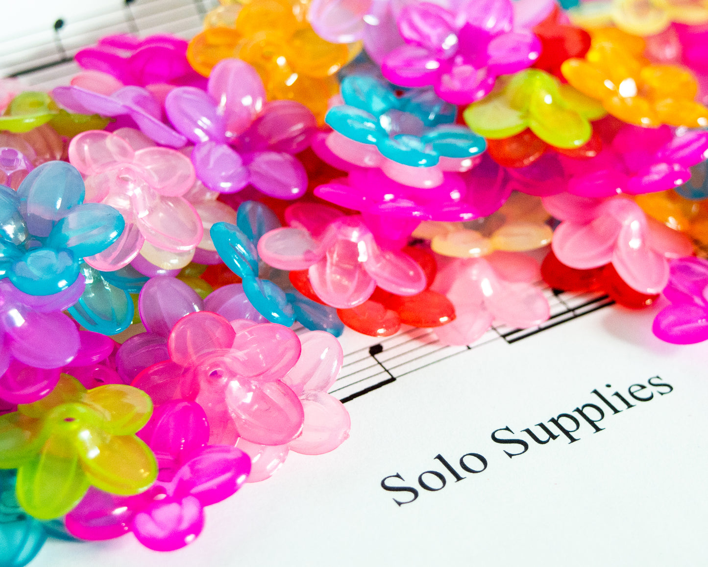 6.5x21mm Colorful Flower Beads, Shiny Finish