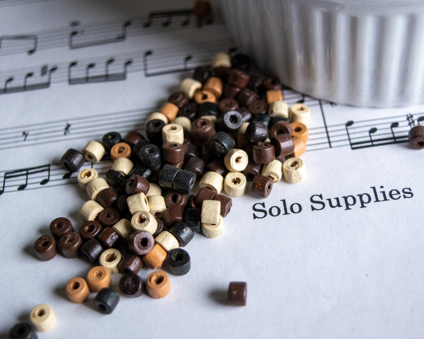 4x5mm Wooden Beads in Mixed Natural Tones, Tube Heishi Shape
