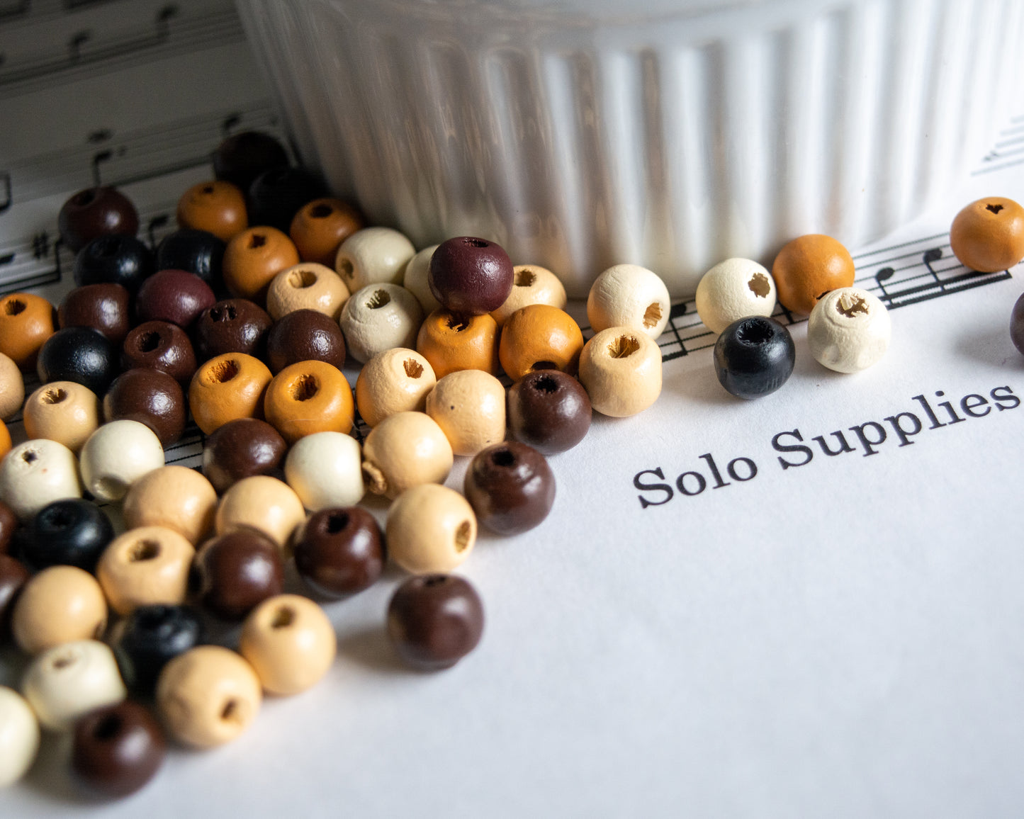 7x8mm Wooden Beads in Mixed Natural Tones, Rounded Shape