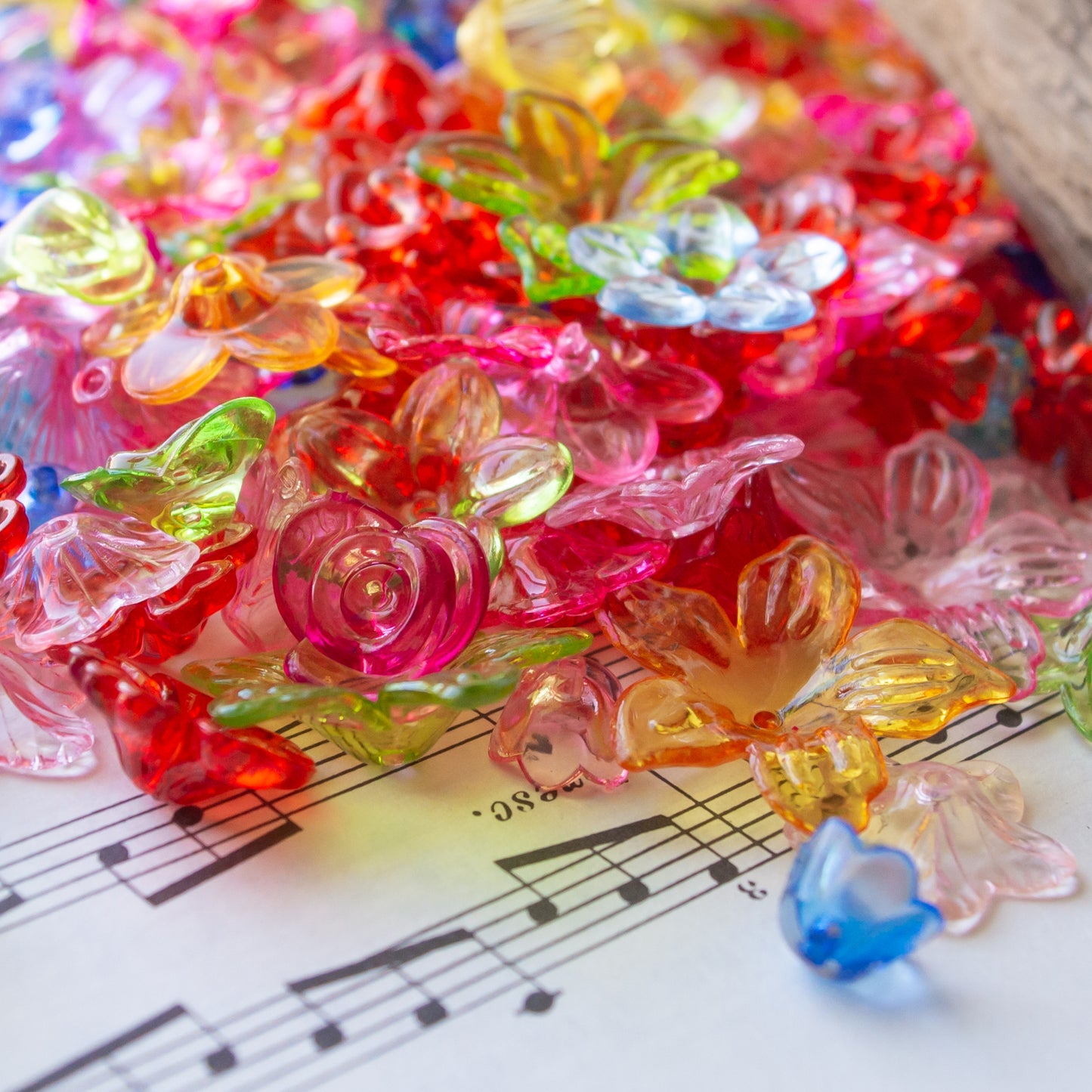 Transparent Acrylic Flower Beads in Assorted Styles and Colors