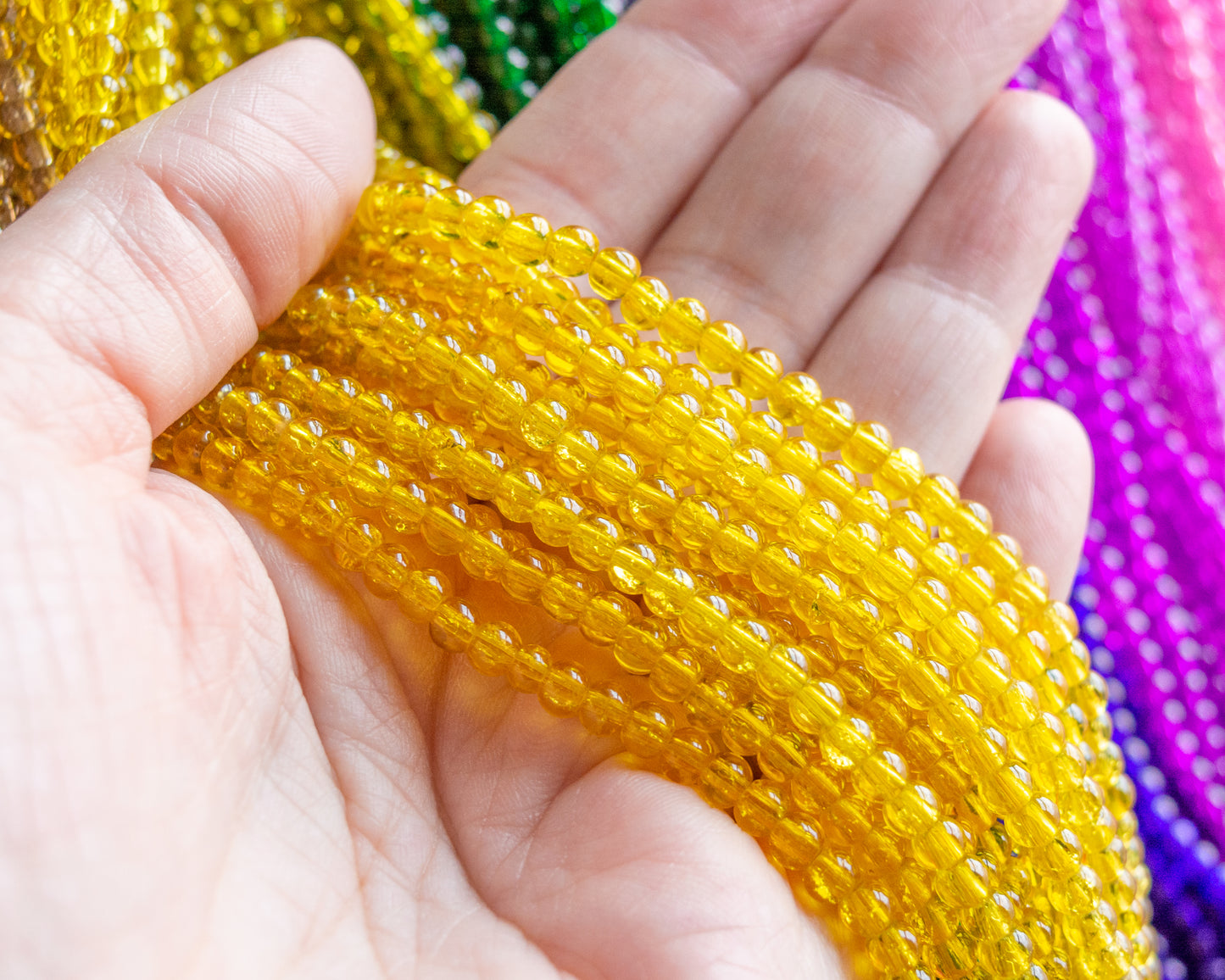 4x4.5mm Crackle Glass Beads 30" Strand, Choose Your Color
