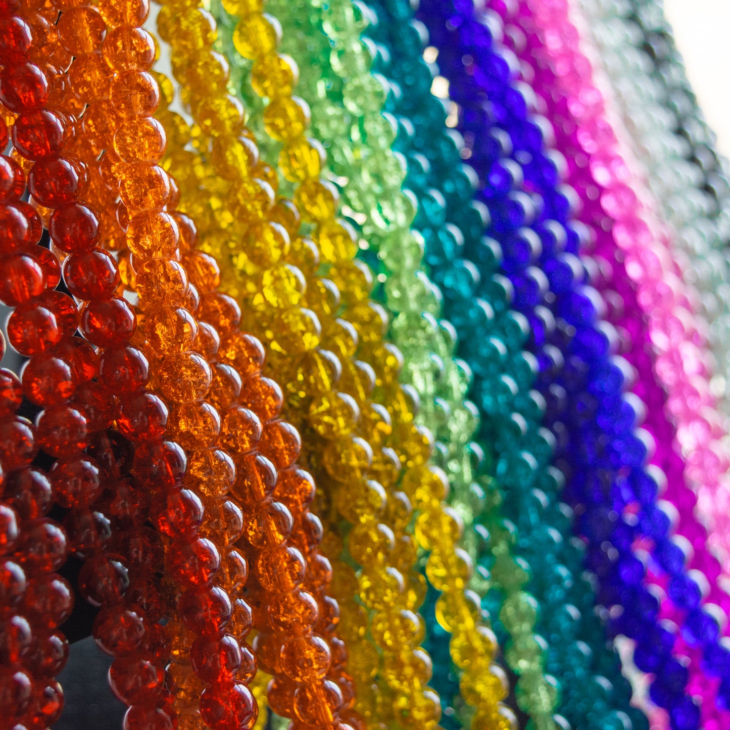 8x8.25mm Crackle Glass Beads 30" Strand, Choose Your Color
