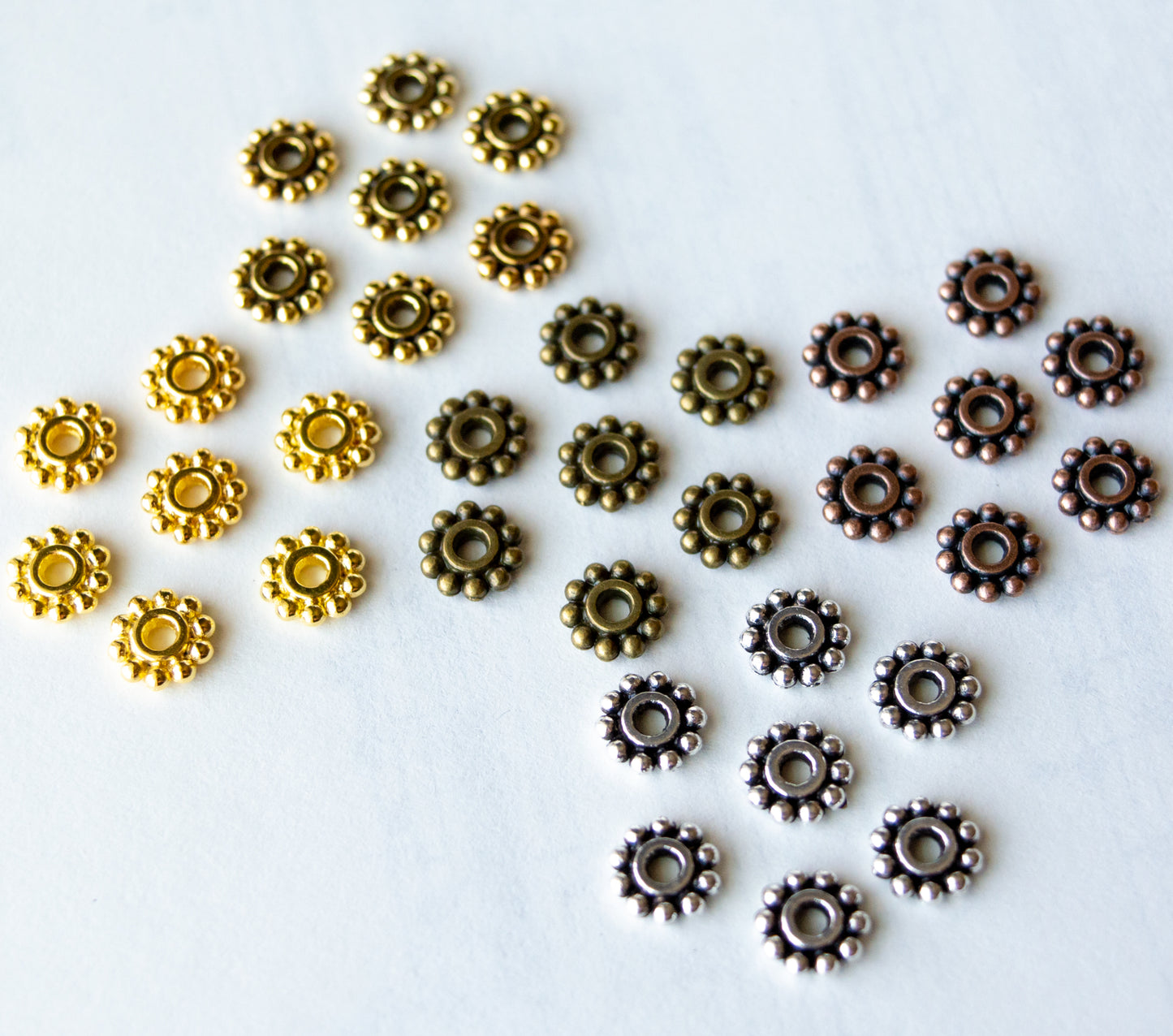 7mm Beaded Rondelle Spacer Beads in Multiple Colors of Metal Alloy