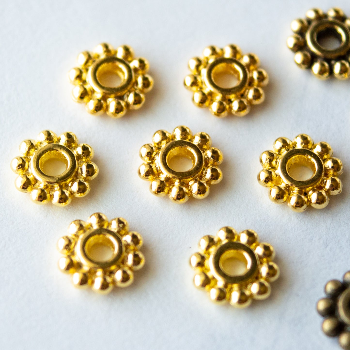 7mm Beaded Rondelle Spacer Beads in Multiple Colors of Metal Alloy