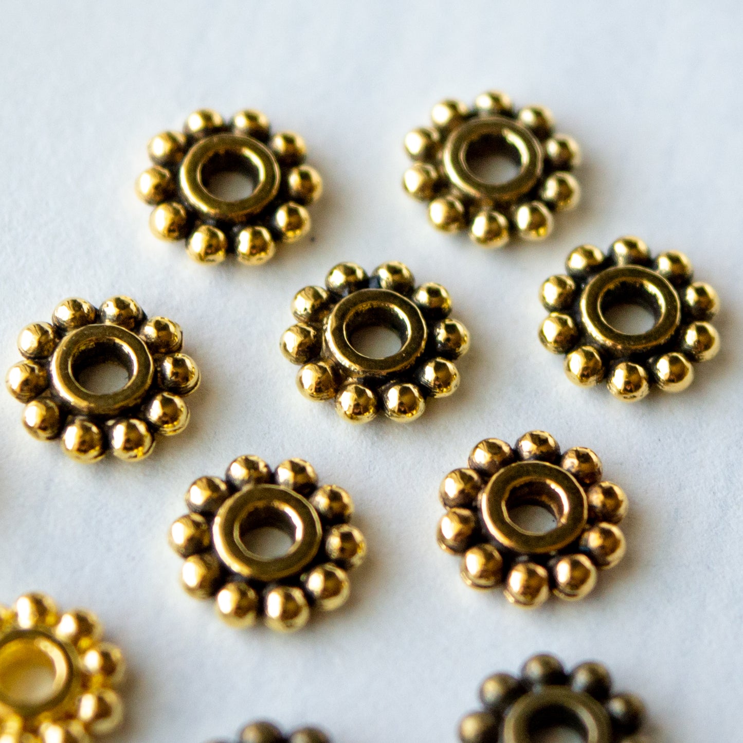 7mm Beaded Rondelle Spacer Beads in Multiple Colors of Metal Alloy