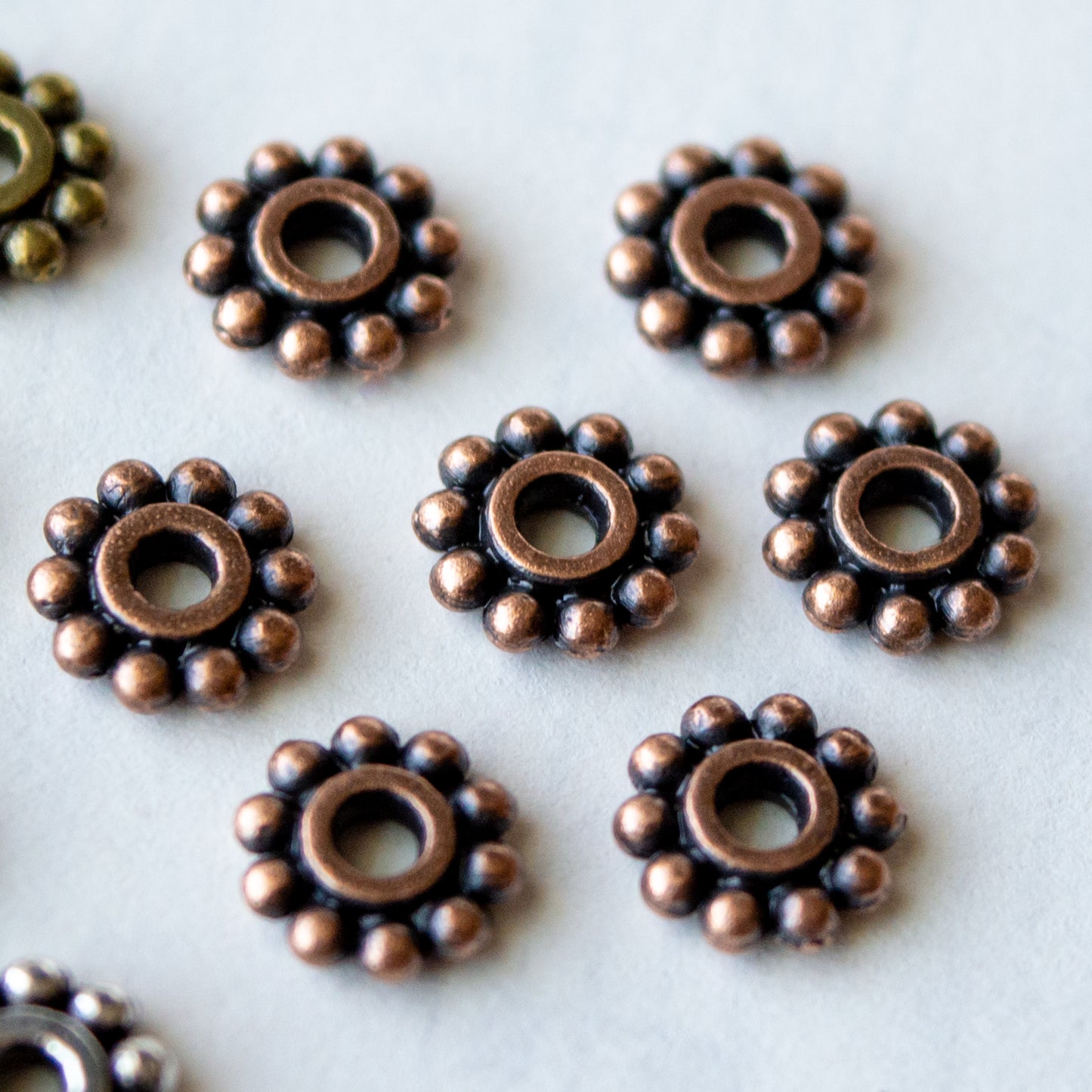 7mm Beaded Rondelle Spacer Beads in Multiple Colors of Metal Alloy