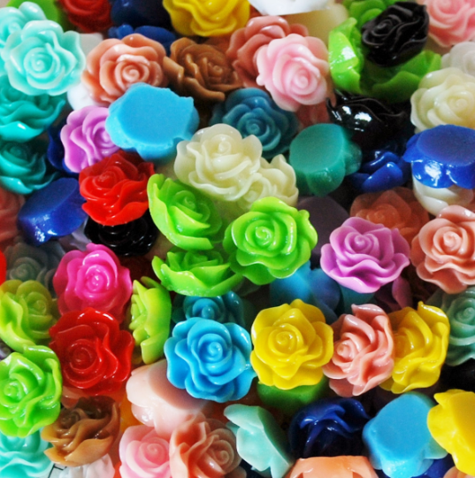 12x13mm Rose Cabochons, Flatback Resin Decoden Pieces