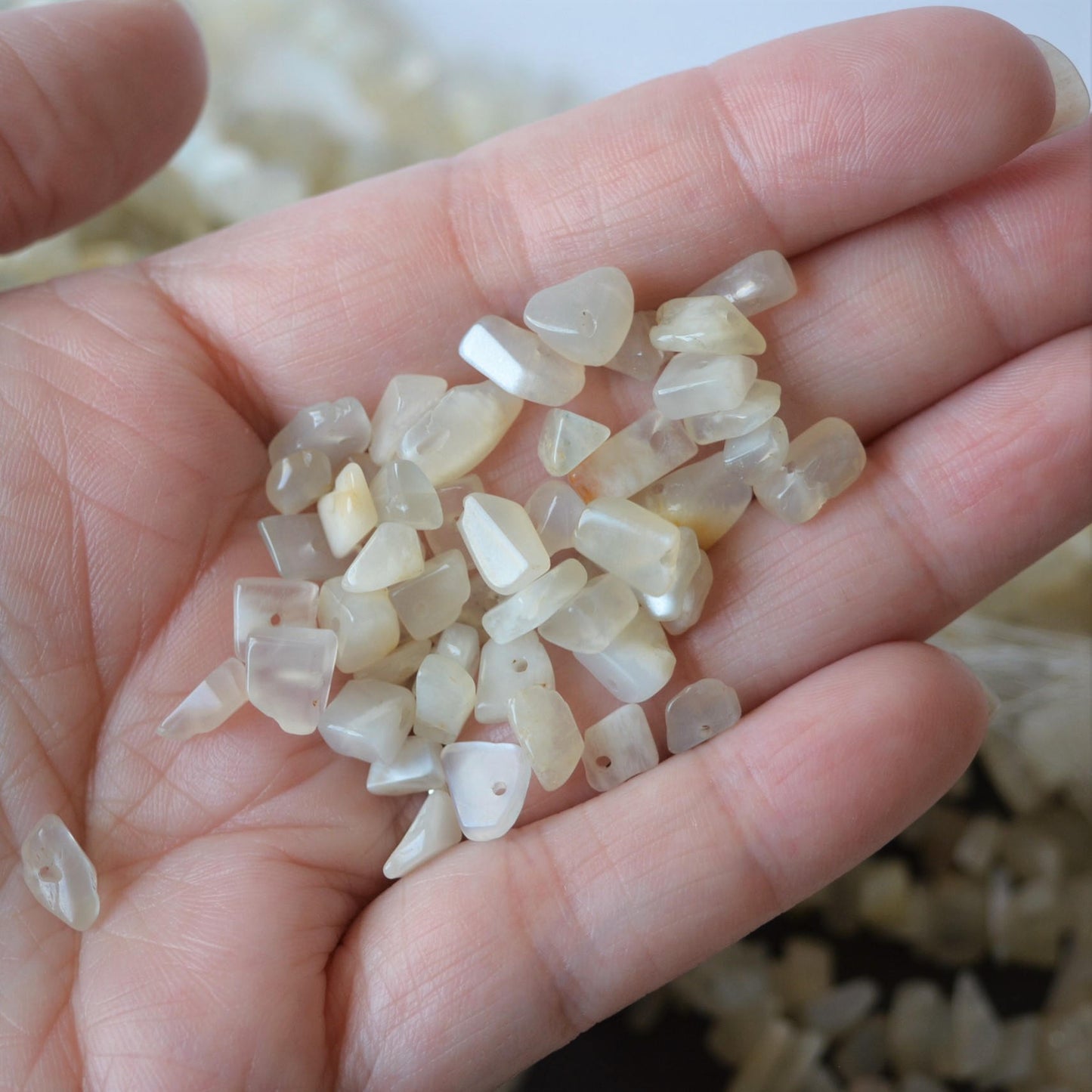 Moonstone Chip Beads, Natural, 34" Strand