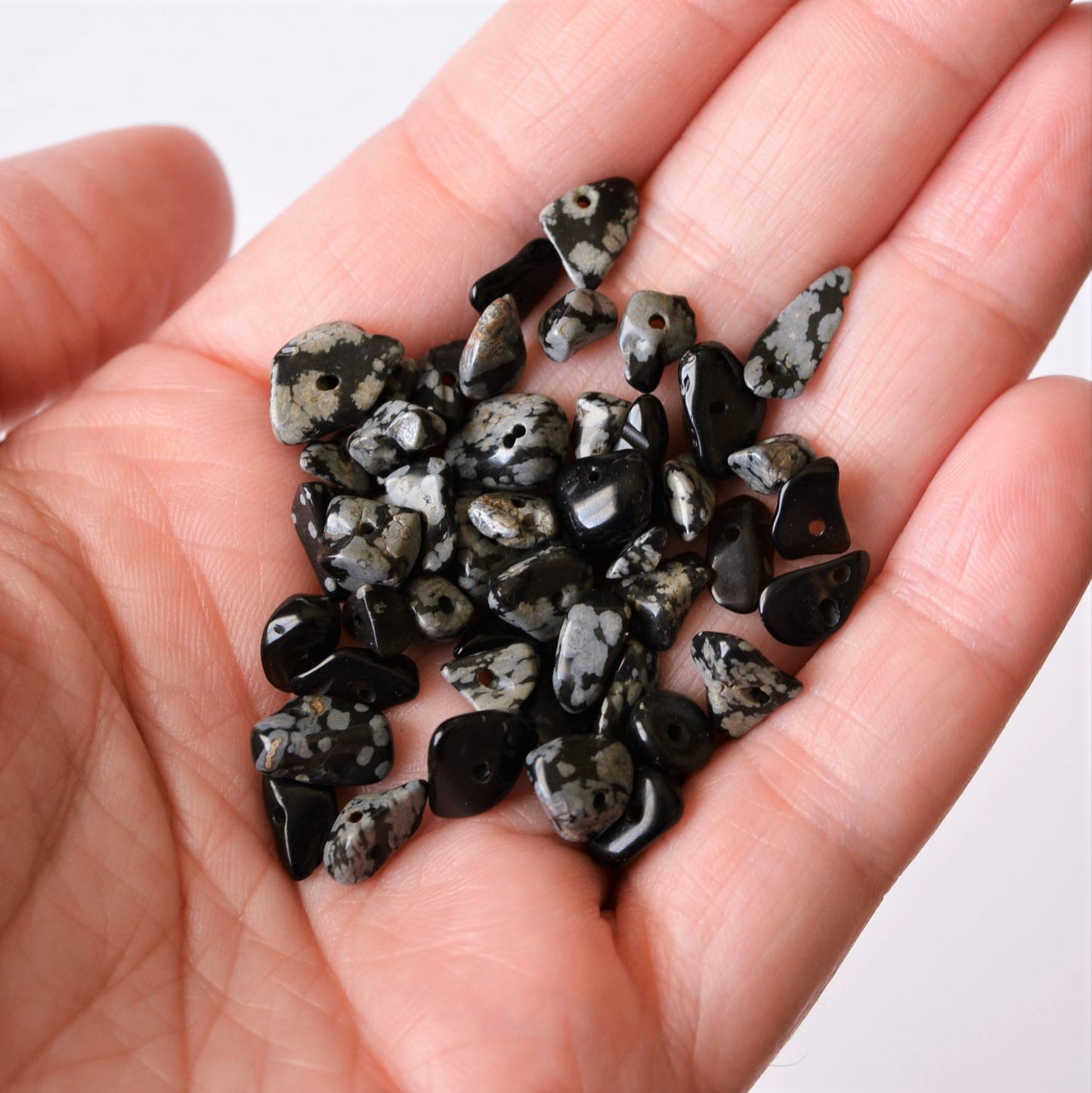 Snowflake Obsidian Natural Gemstone Beads 34" Strand