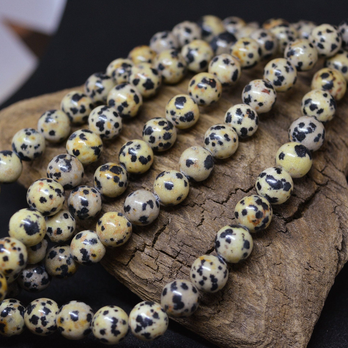Dalmatian Jasper Beads, Choose 4mm, 6mm, or 8mm 15" Strand