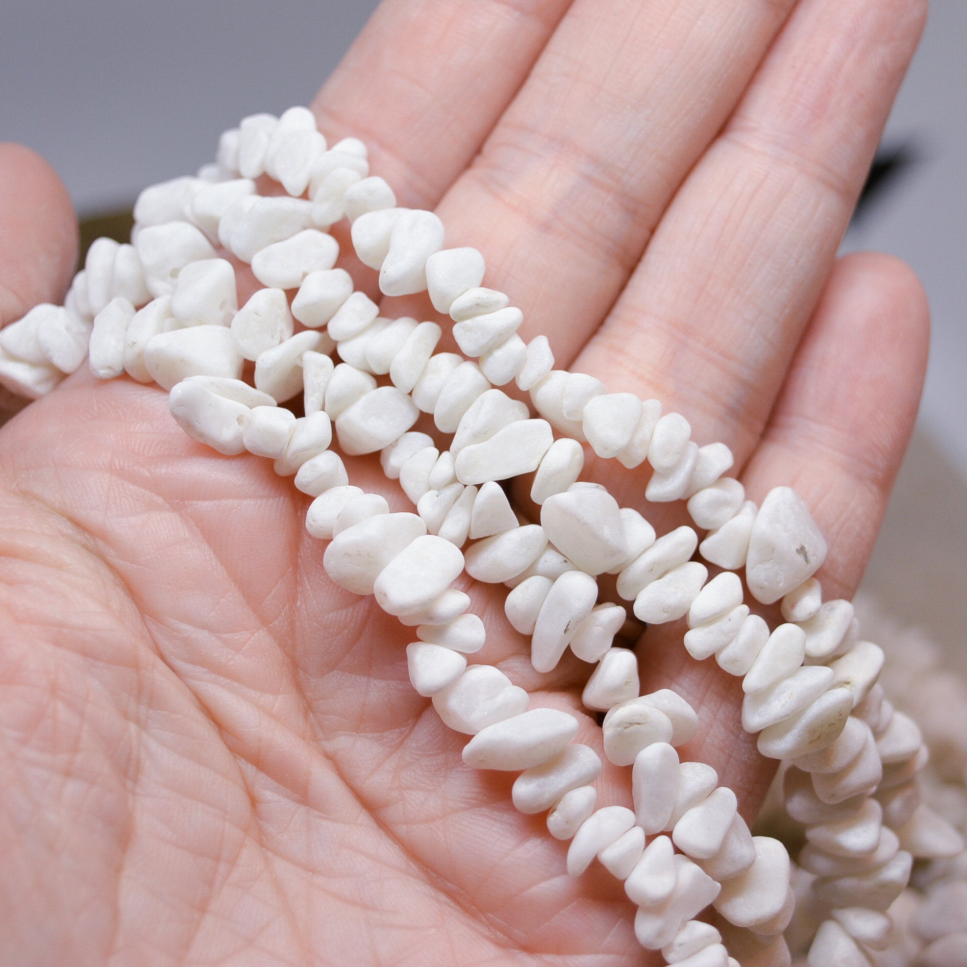 White Marble Beads, Natural with Matte Finish 34 Strand – SoloSupplies
