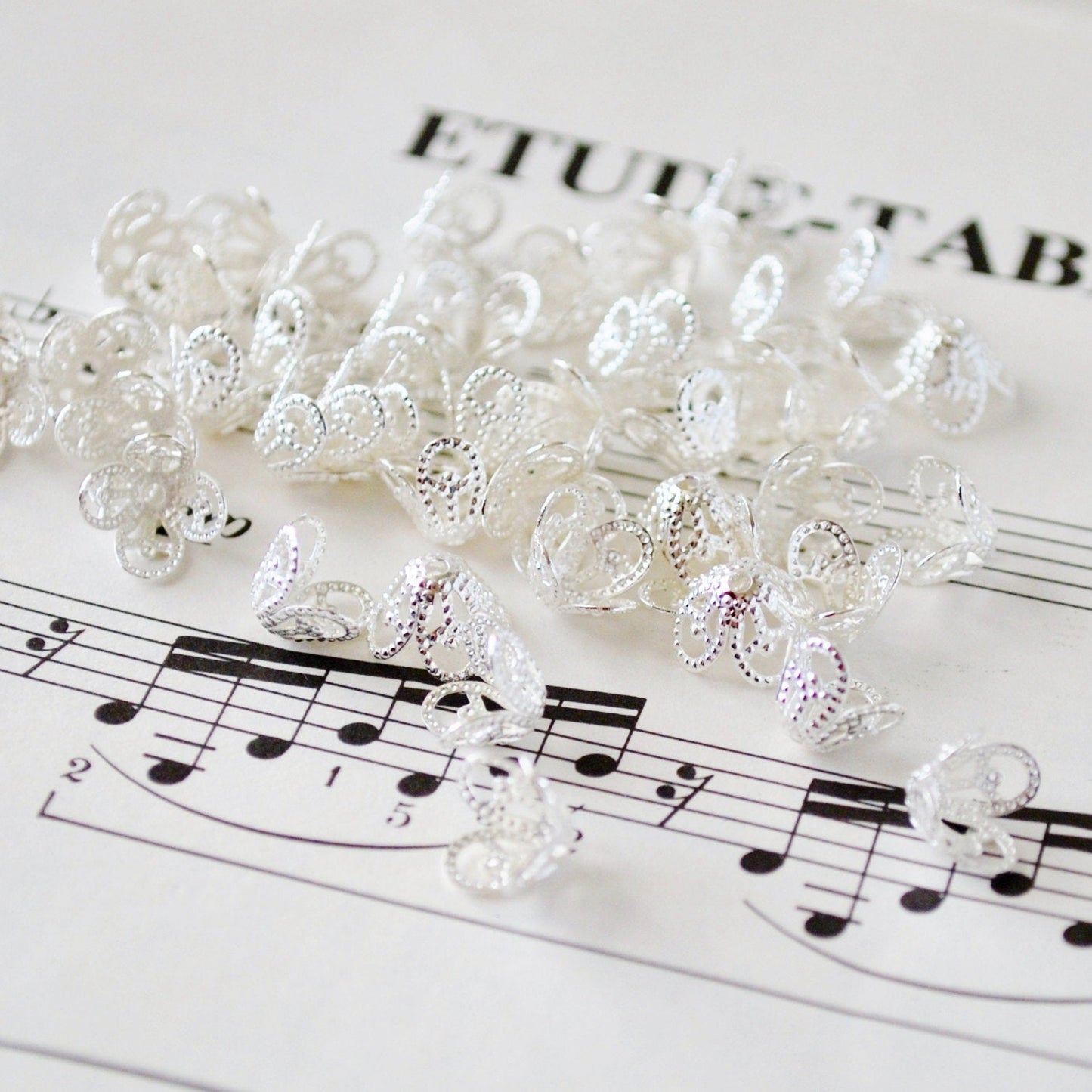 5x9mm Small Silver Colored Filigree Beadcaps