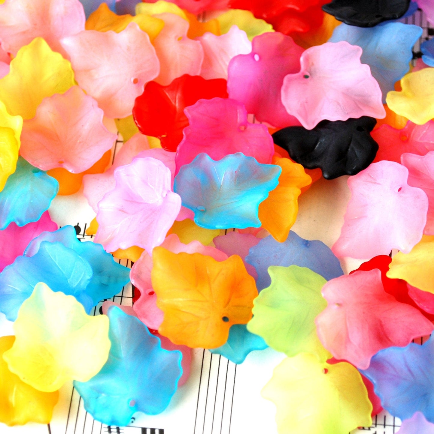 Frosted Acrylic Leaf Beads 25mm Size