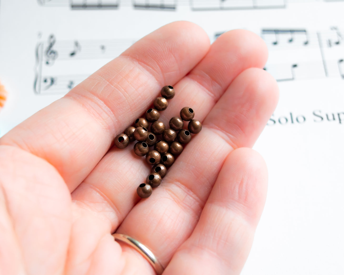 4mm Antiqued Copper-Plated Steel Beads, 100pc Package
