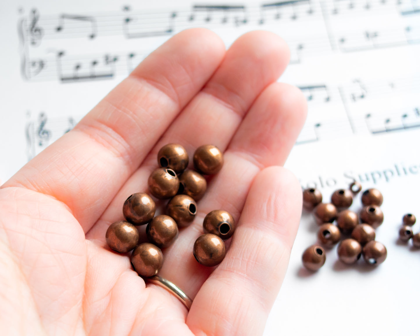 8mm Antiqued Copper-Plated Steel Beads, 50pc Package