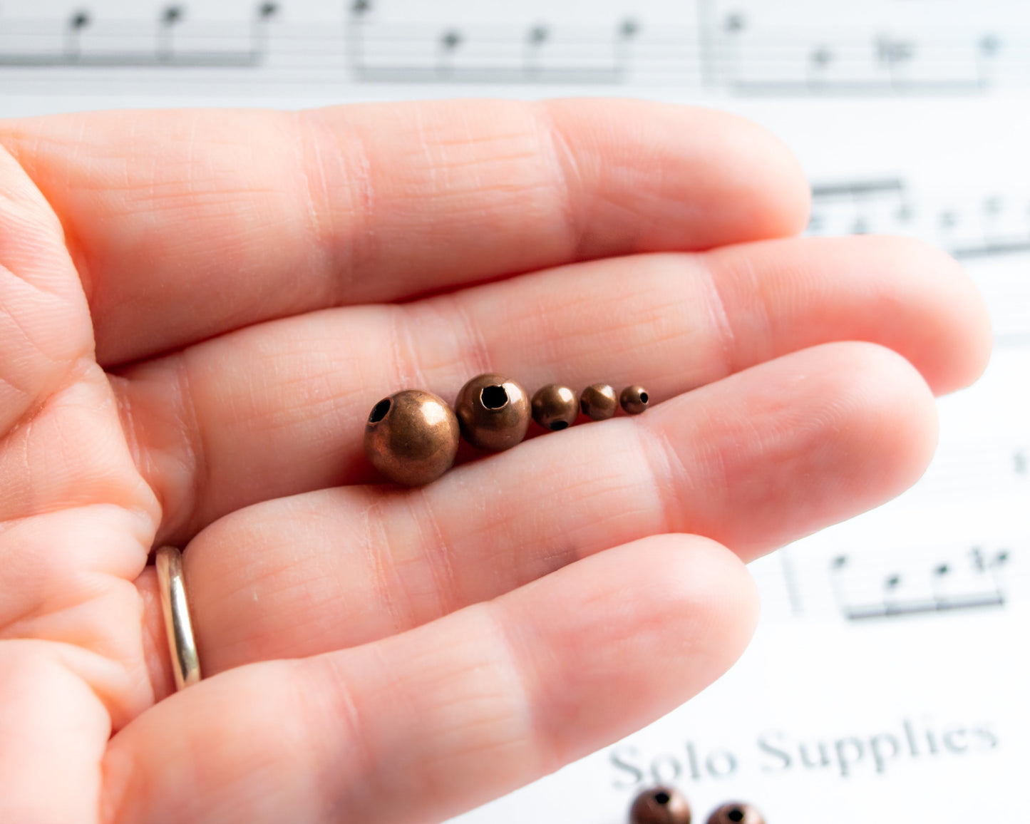 8mm Antiqued Copper-Plated Steel Beads, 50pc Package