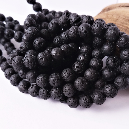 Black Lava Stone Beads in 4mm, 6mm, 8mm, or 12mm Size