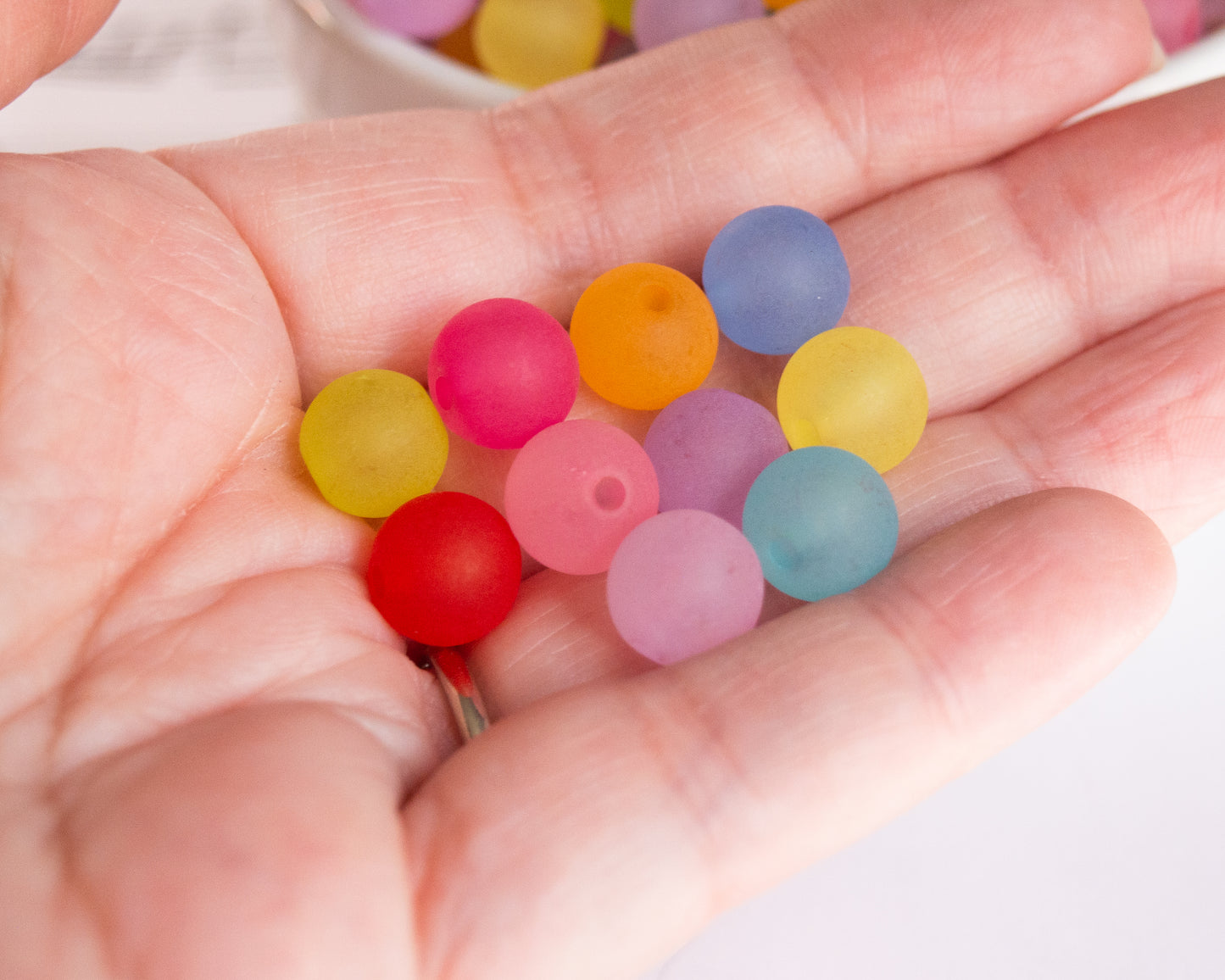 12mm Round Frosted Acrylic Beads in Pretty Colors, Lightweight Semi-Translucent Fun, Satin Finish Mixed Colors For DIY Jewelry and Crafts