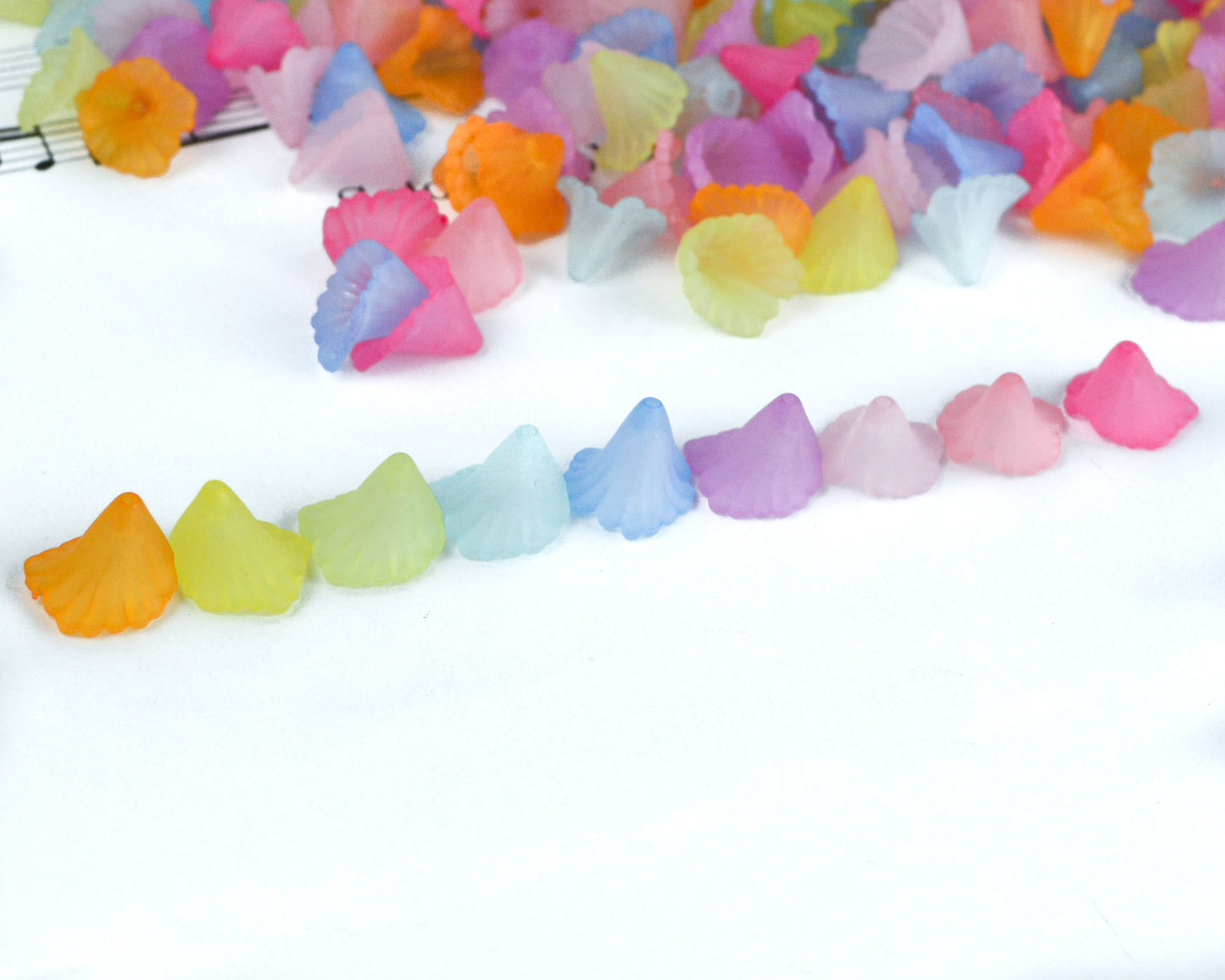 11x12mm Calla Lily Beads in Frosted Acrylic, Pastel Mix