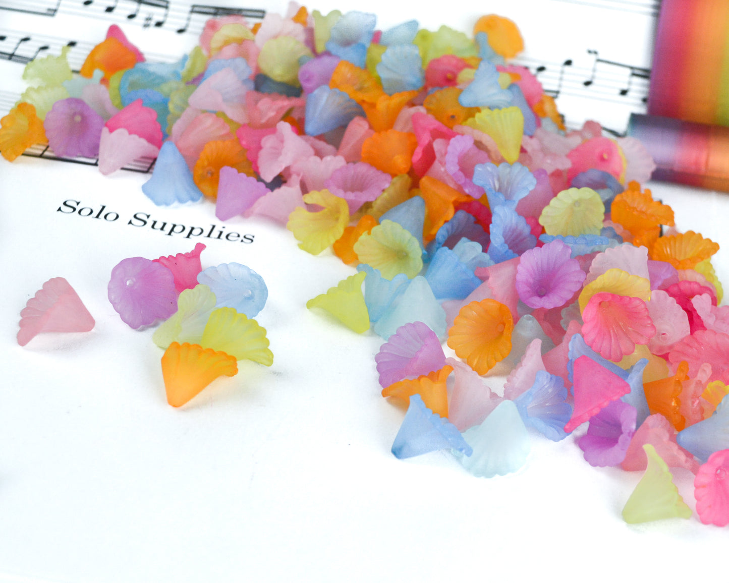 11x12mm Calla Lily Beads in Frosted Acrylic, Pastel Mix