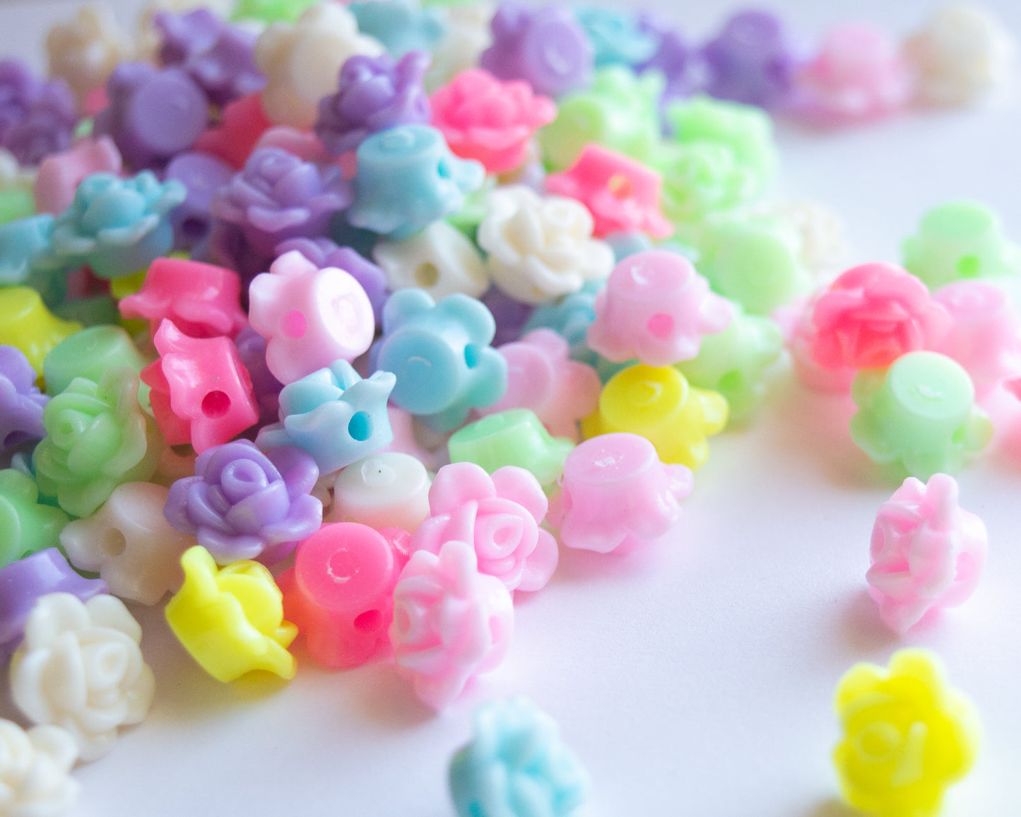12.5mm x 8mm Rose Beads in Pastel Colored Acrylic