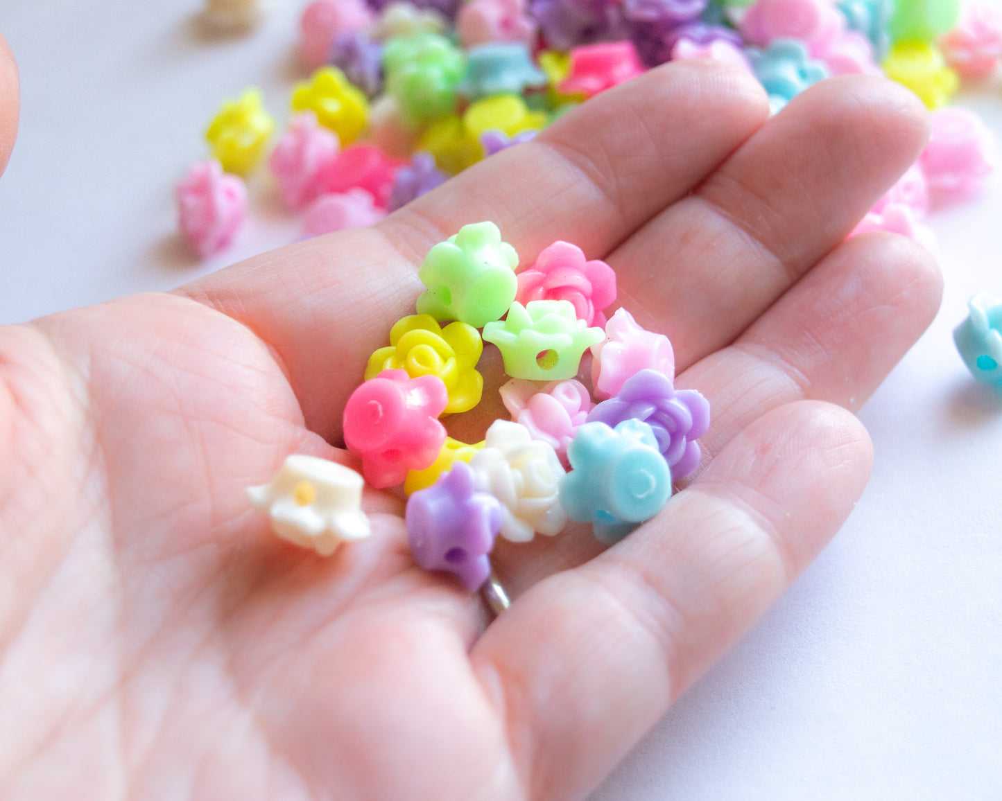 12.5mm x 8mm Rose Beads in Pastel Colored Acrylic