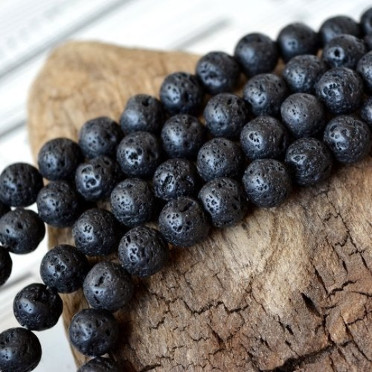 Black Lava Stone Beads in 4mm, 6mm, 8mm, or 12mm Size
