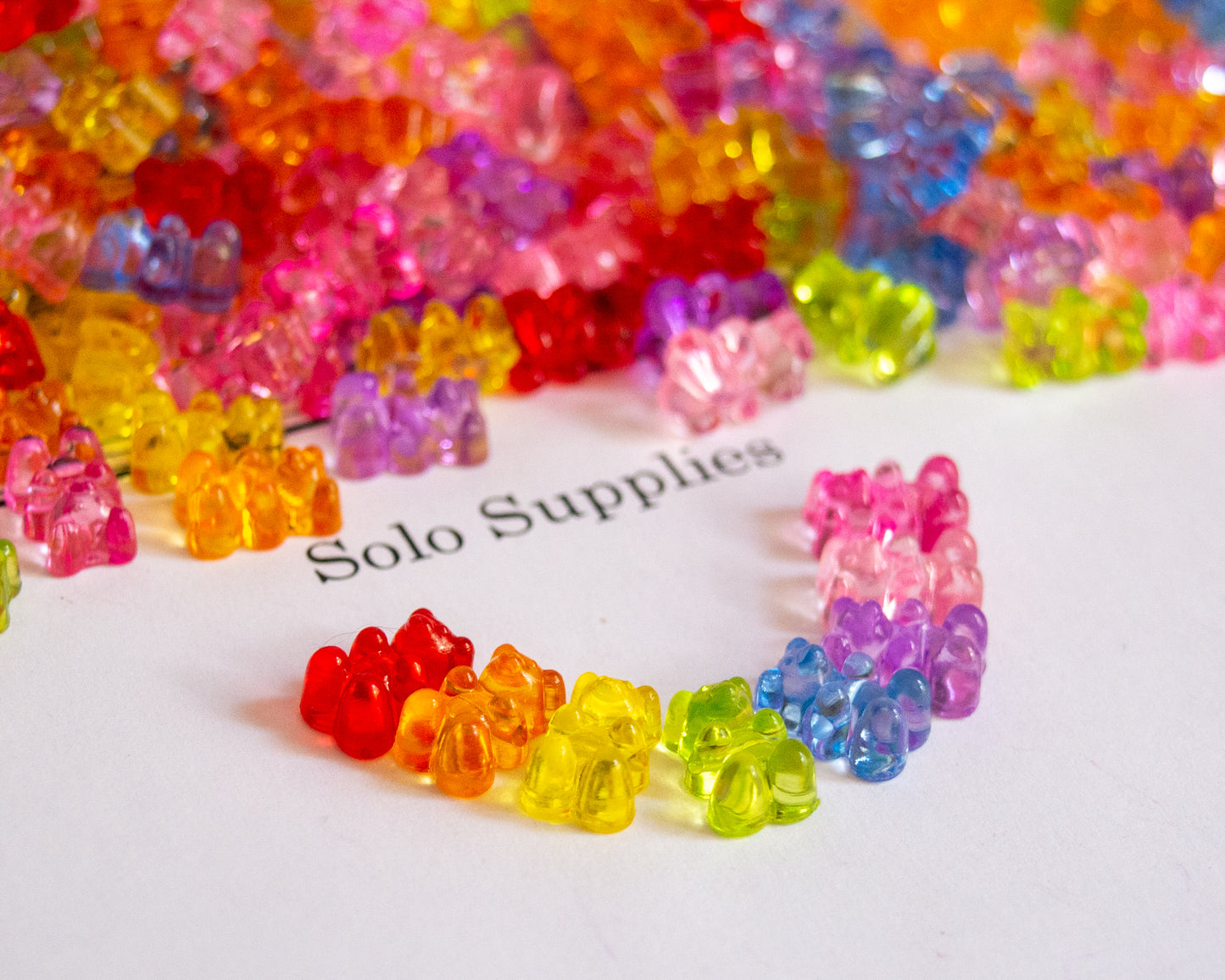 12x7.5mm Teddy Bear Beads, Side Drilled, in Transparent Colored Acrylic
