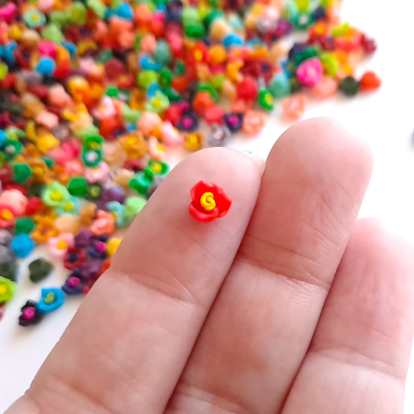 Tiny 5.5mm to 6mm Flower Cabochons, Colorful Autumn Mix Resin Flatbacks