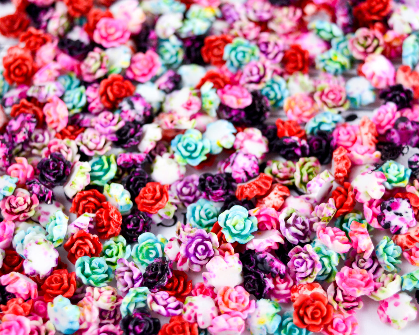 6x3mm Splatter Painted Rose Cabochons in Colorful Resin