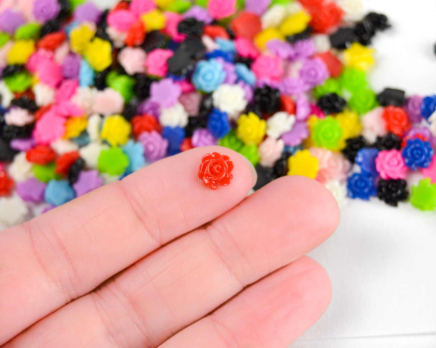 7.5x3mm Rose Cabochons in Colorful Resin