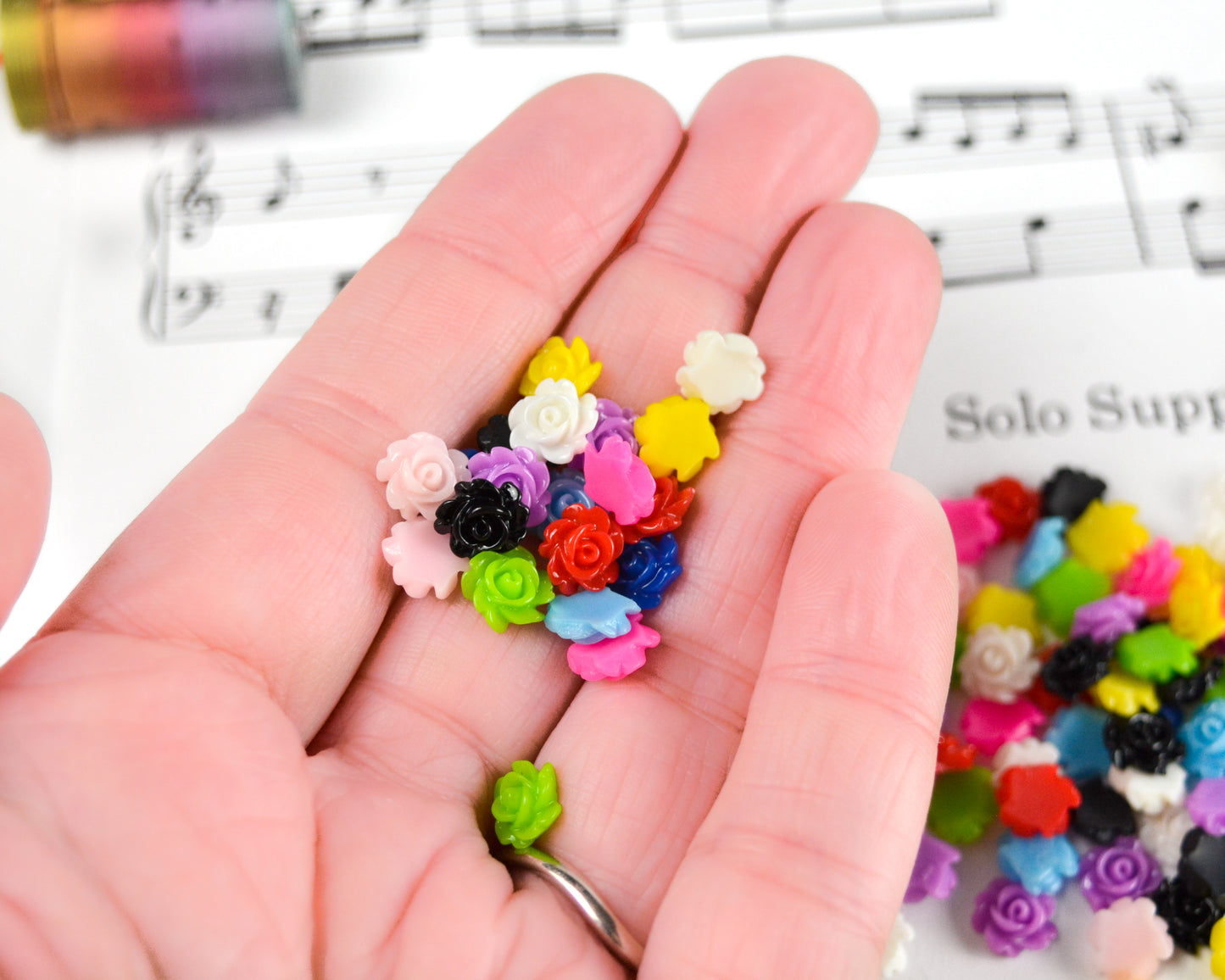 7.5x3mm Rose Cabochons in Colorful Resin