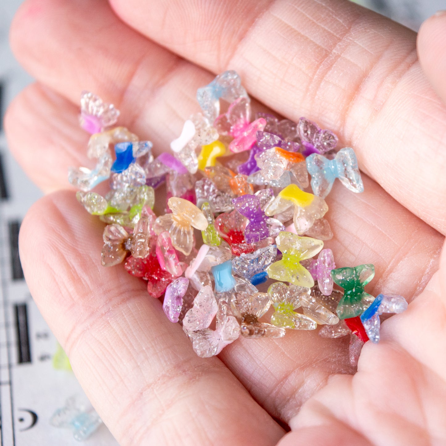 6.5mm Butterfly Cabochons in Glitter Resin