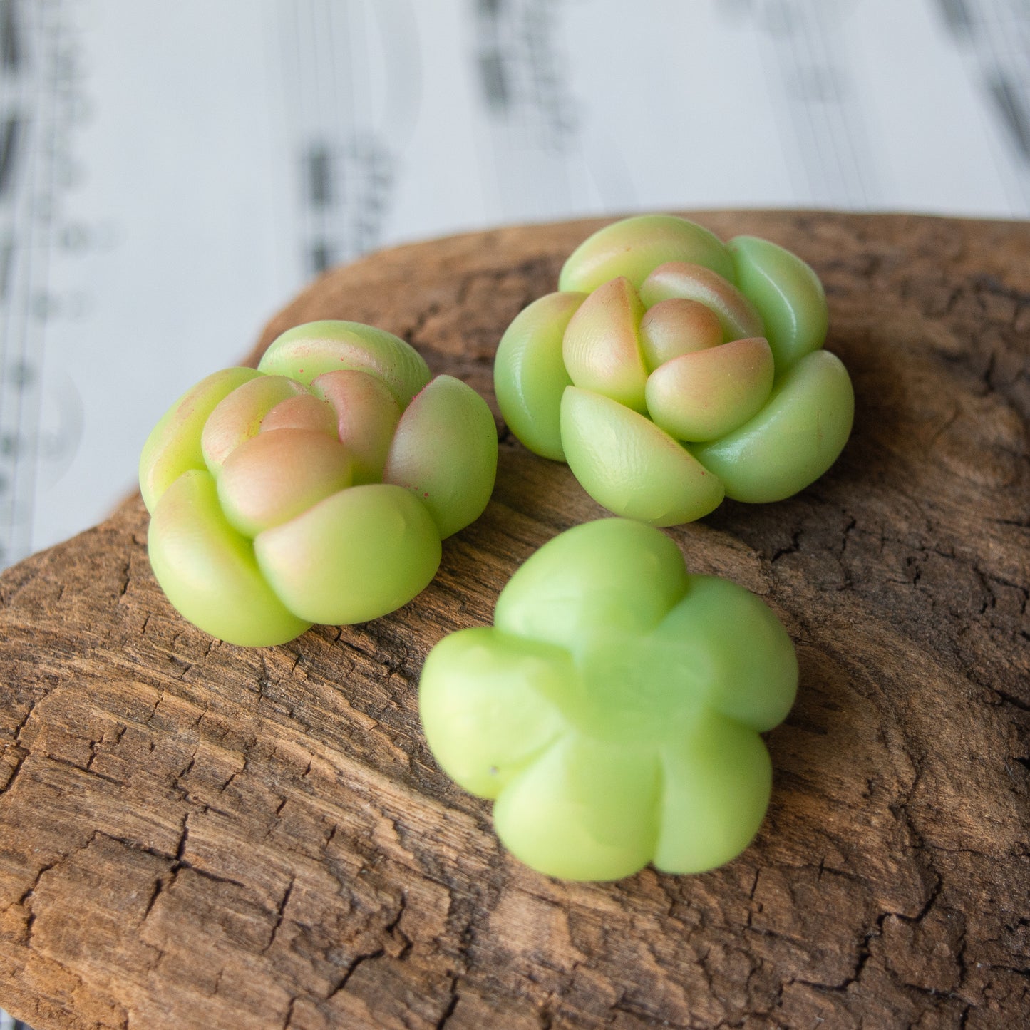 Succulent Cabochons in Polymer Clay, 23mm Faux Plants For Crafts, Decor, Etc