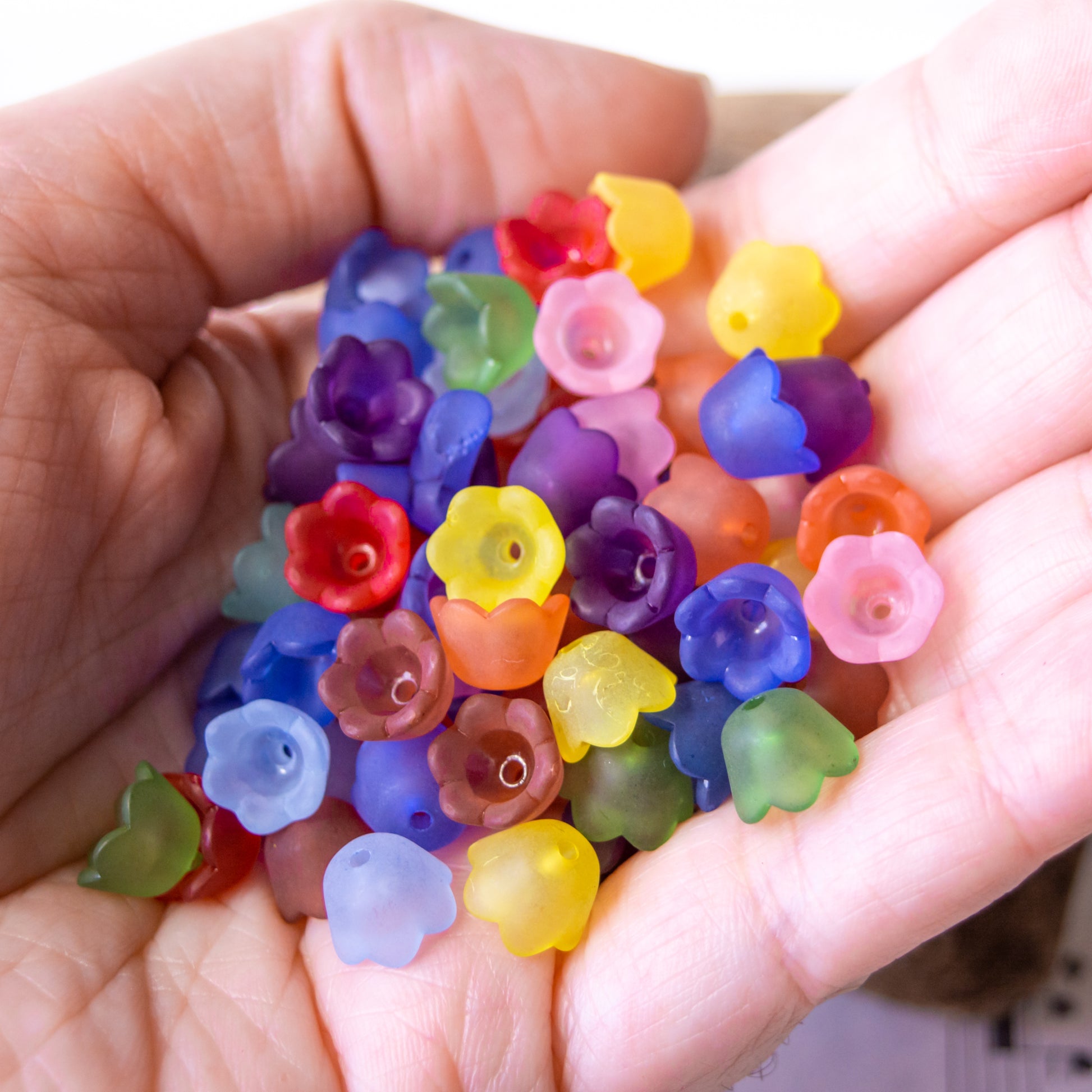 7x10mm Bell Flower Beads in Frosted Acrylic, Two Color Mixes Available –  SoloSupplies