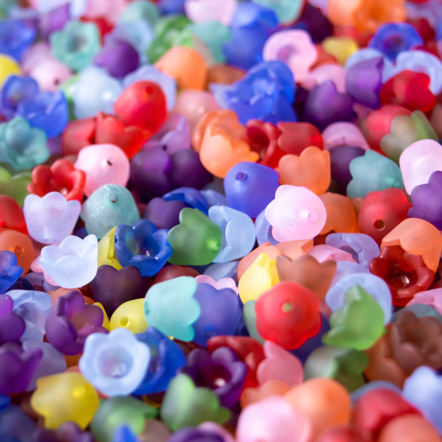 7x10mm Bell Flower Beads in Frosted Acrylic, Two Color Mixes Available