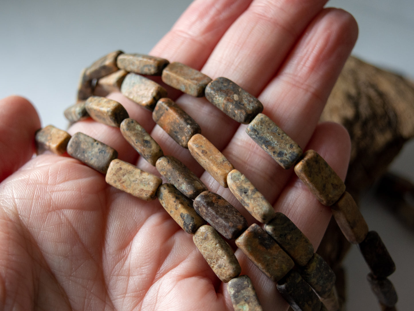 Pink Feldspar Beads 14mm Long Flat Rectangle